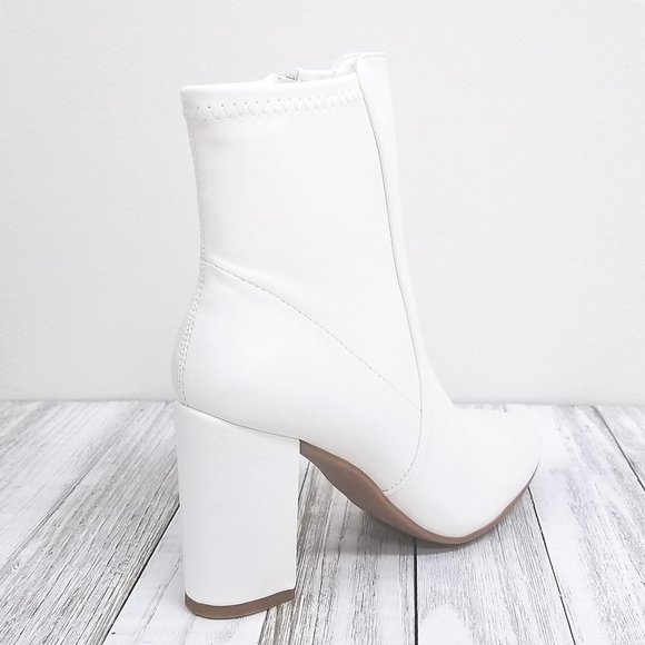 New White Stretch Sock Ankle Boots Booties - Picture 4 of 4